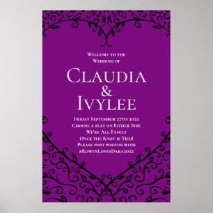 Purple & Black Rose Gothic Wedding Ceremony Sign