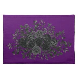 Purple & Black Rose Gothic Wedding Cloth Placemat