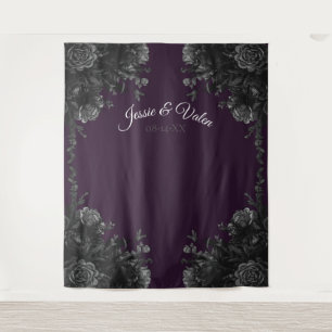 Purple Black Rose Gothic Wedding Photo Backdrop