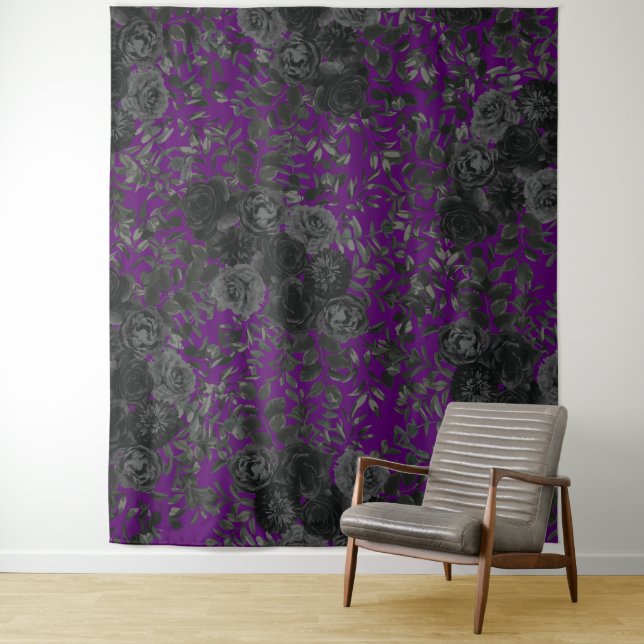 Purple Black Rose Wedding Photo Back Drop Elegant (In Situ)