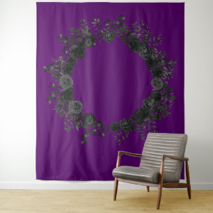 Purple Black Roses Wedding Tapestry
