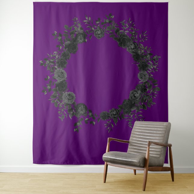 Purple Black Roses Wedding  Tapestry (In Situ)