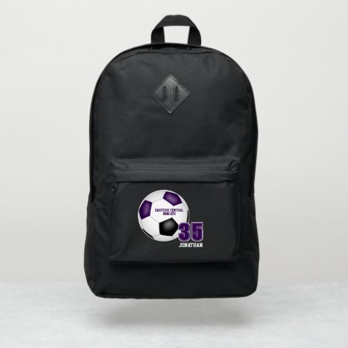 purple black school club team colors soccer port authority backpack