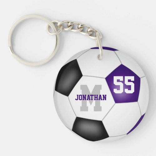 purple black school colors boys girls soccer keychain