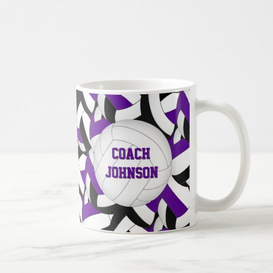 purple black school colors volleyball coach gift coffee mug
