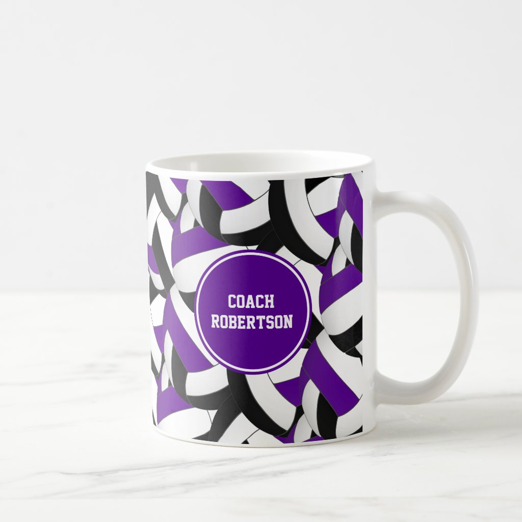 purple black school colors volleyball coach gift coffee mug