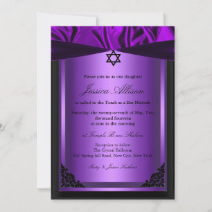 Purple & Black Silk bat mitzvah Invitation