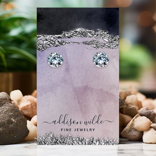 Purple Black Silver Modern Earring Display Card