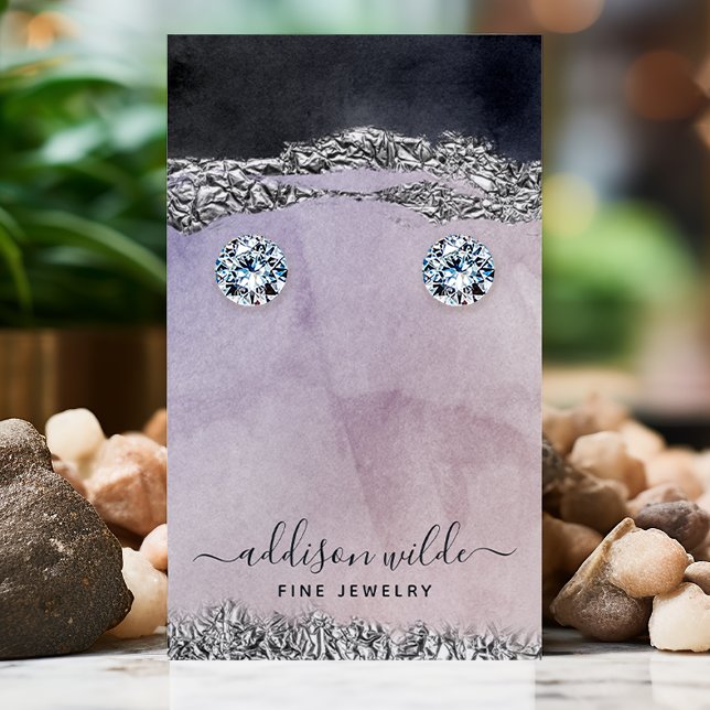 Purple Black Silver Modern Earring Display Card (Creator Uploaded)