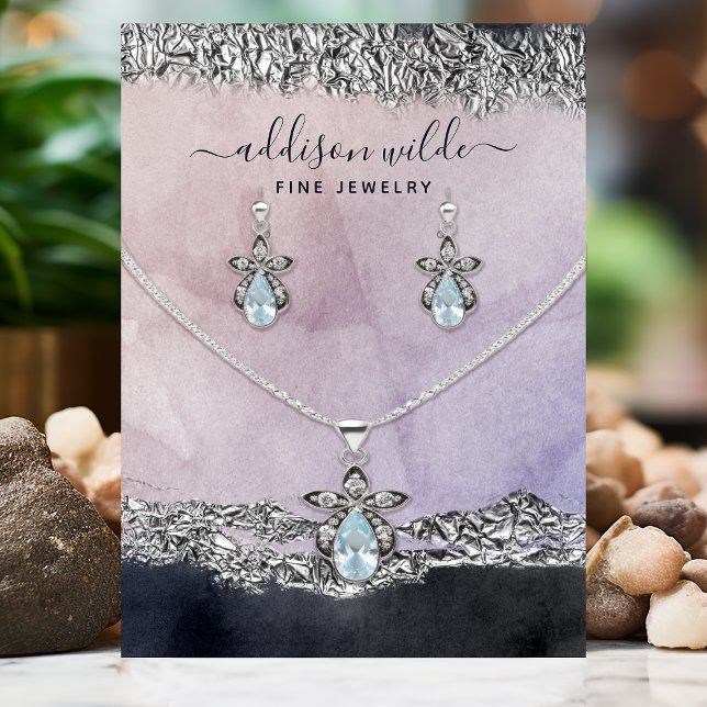 Purple Black Silver Modern Jewelry Display Card (Creator Uploaded)