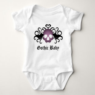 Purple black skull baby bodysuit