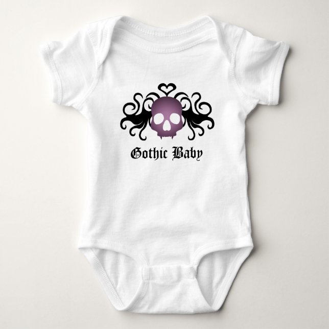 Purple black skull baby bodysuit (Front)