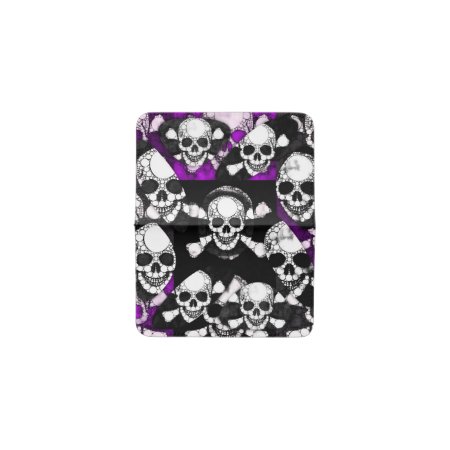 Purple Black Skull Metal Card Holder