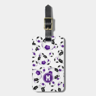 purple black soccer bag tag with team colors