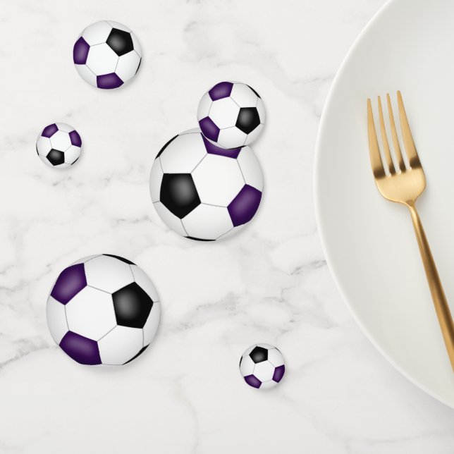purple black soccer balls kids teens sports party confetti (Group)