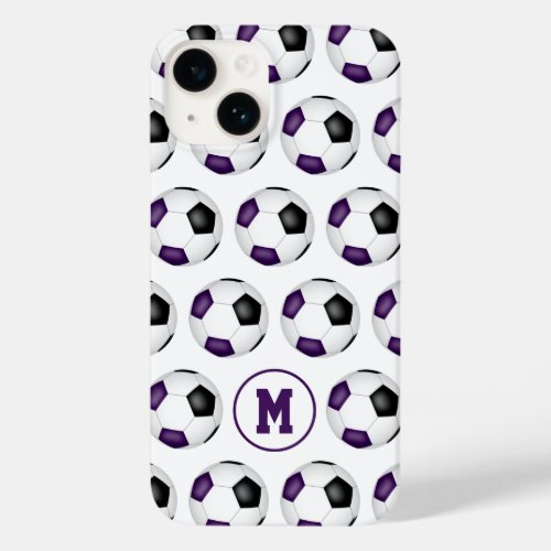 purple black soccer balls pattern monogrammed Case_Mate iPhone 14 case