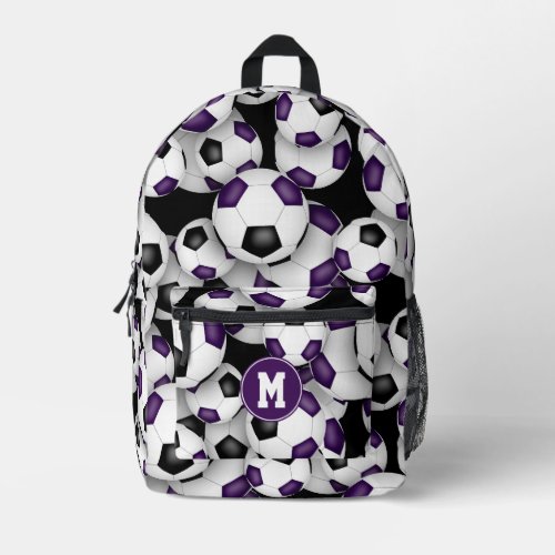 purple black school club team colors soccer backpack