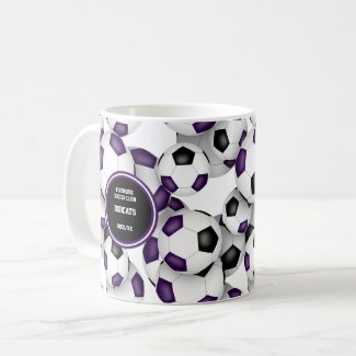 purple black soccer school team coach gift coffee mug