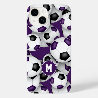 Purple black soccer team colors sports pattern Case-Mate iPhone 14 case
