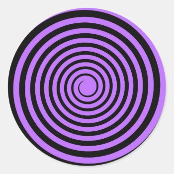 Purple & Black Spiral Customized Template Classic Round Sticker by SilverSpiral at Zazzle