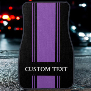 Purple Black Stripe Custom Personalized Name Car F Floor Mat