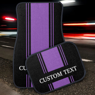 Purple Black Stripe Custom Personalized Name Car Floor Mat