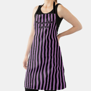 Purple Black Stripe Halloween Colors Apron