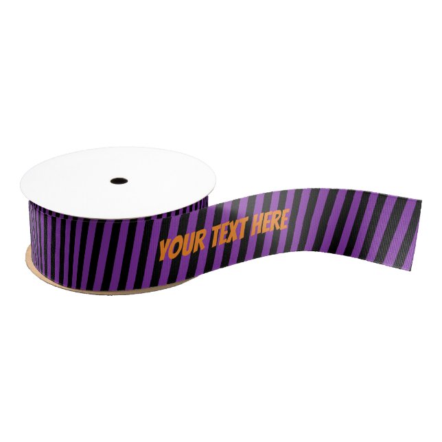 Purple & Black Stripe Personalized Ribbon (Spool)