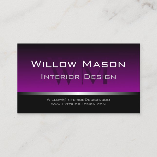 Purple & Black Stripe Professional Business Card (Front)