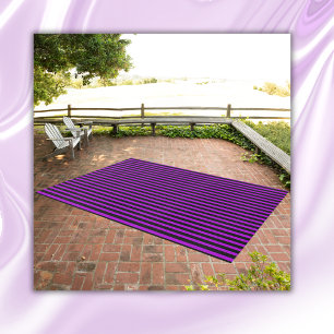 Purple & Black Striped Bold Outdoor Rug