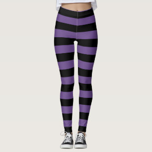 Purple & Black Striped Halloween Themed Leggings