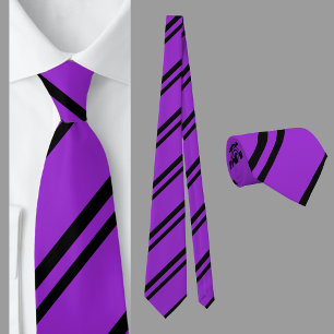Purple Black Striped Pattern Neck Tie