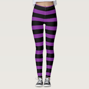 Purple Black Striped Witch Halloween Legging