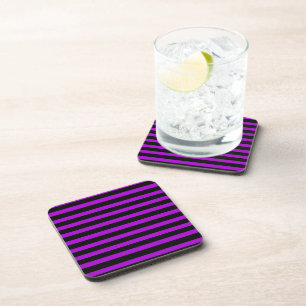 Purple & Black Stripes Beverage Coaster