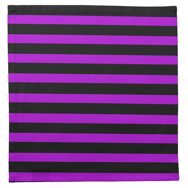 Purple & Black Stripes | Cloth Napkin (Front)