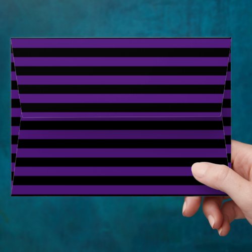 Purple Black Stripes Halloween Party Invitations Envelope