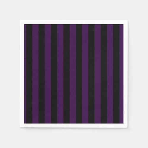 Purple  Black Stripes Halloween Party Napkins