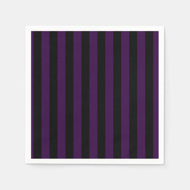 Purple & Black Stripes Halloween Party Napkins (Front)