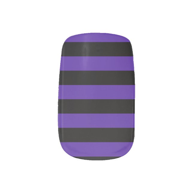 Purple/Black Stripes Minx Nail Art (Left Thumb)
