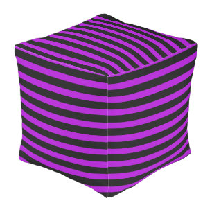 Purple & Black Stripes Outdoor Pouf