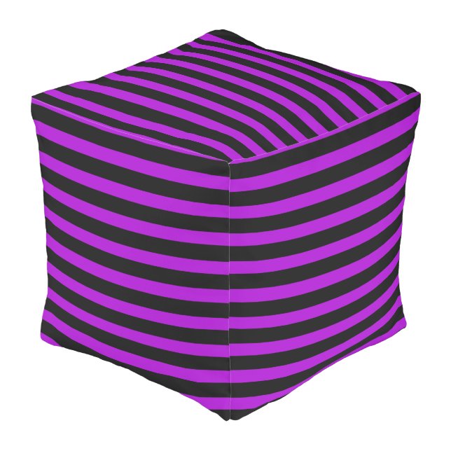 Purple & Black Stripes | Outdoor Pouf (Angled Back)