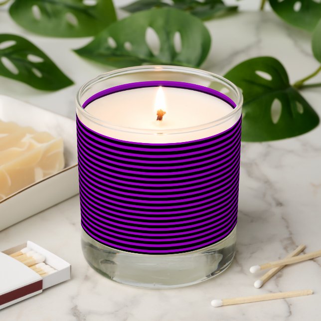 Purple & Black Stripes | Scented Candle (Lit)