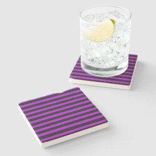Purple & Black Stripes Stone Coaster