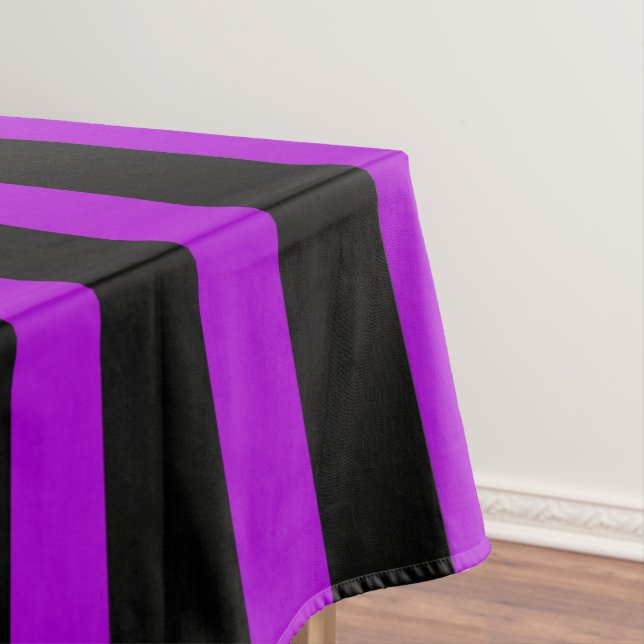 Purple & Black Stripes | Tablecloth (In Situ)