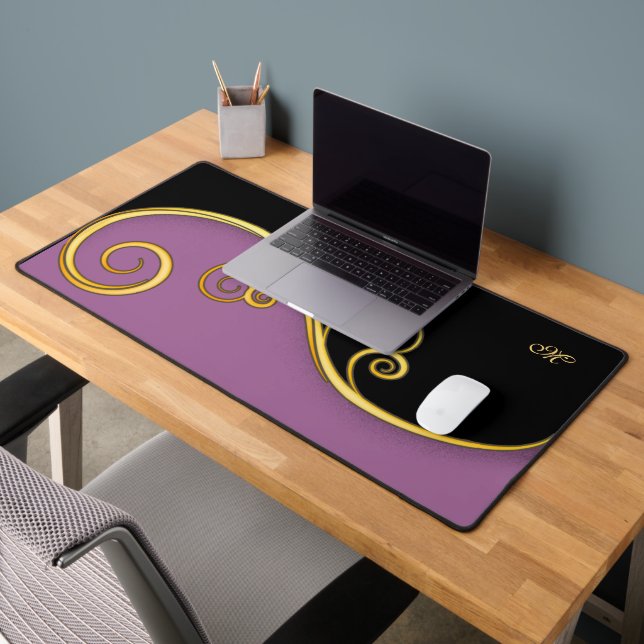 Purple-black Swirl Desk Mat w/out Initial(s)  (Office 2)