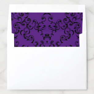 Purple & Black Swirl Gothic Wedding Envelope Liner