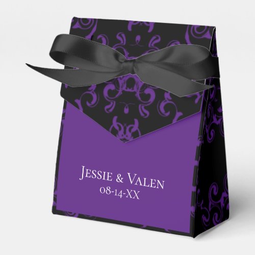 Purple  Black Swirl Gothic Wedding Favor Boxes