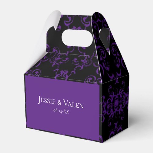 Purple  Black Swirl Gothic Wedding Favor Boxes