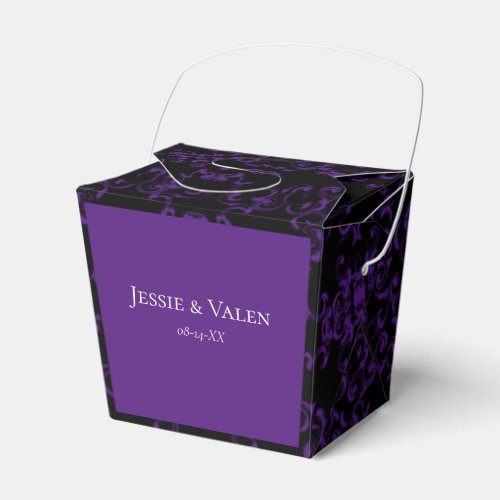 Purple  Black Swirl Gothic Wedding Favor Boxes