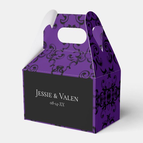 Purple  Black Swirl Gothic Wedding Favor Boxes